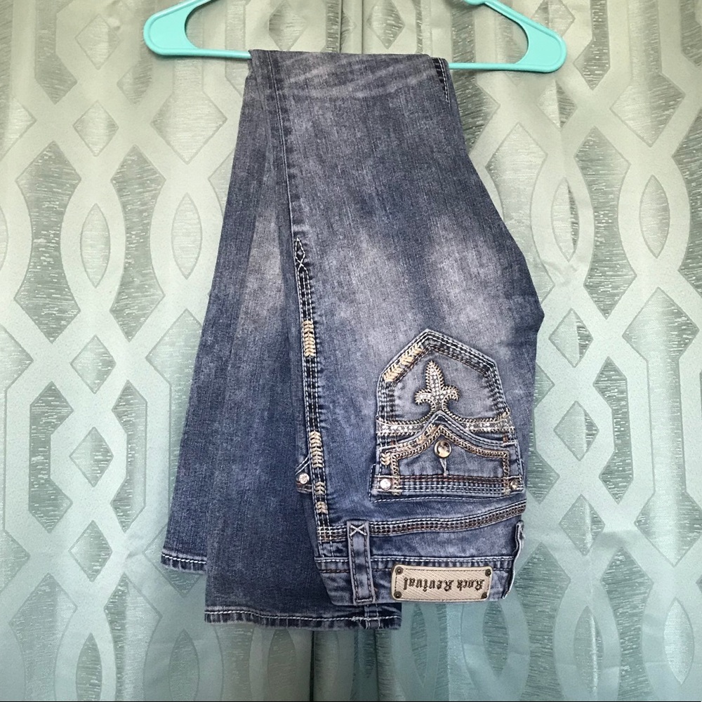 Rock Revival bootcut jeans light wash bling 27